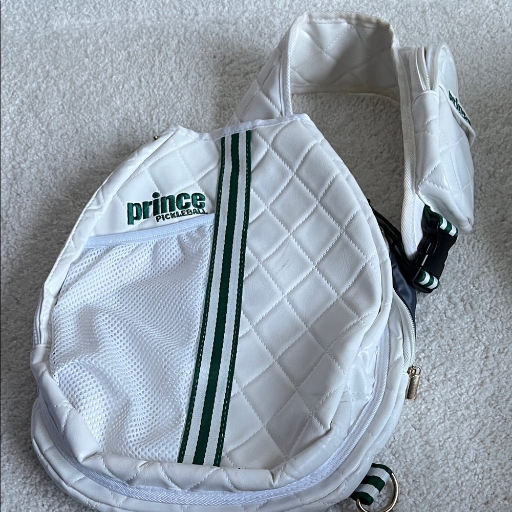 Prince White and Green Quilted Pickleball Bag